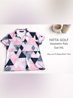Yatta Golf Geometric Print Performance Polo Top XXL